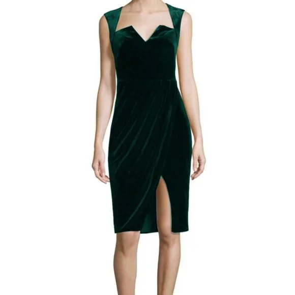black halo green velvet dress Velvet Mockneck Maxi Halo Dress Black Velvet / M